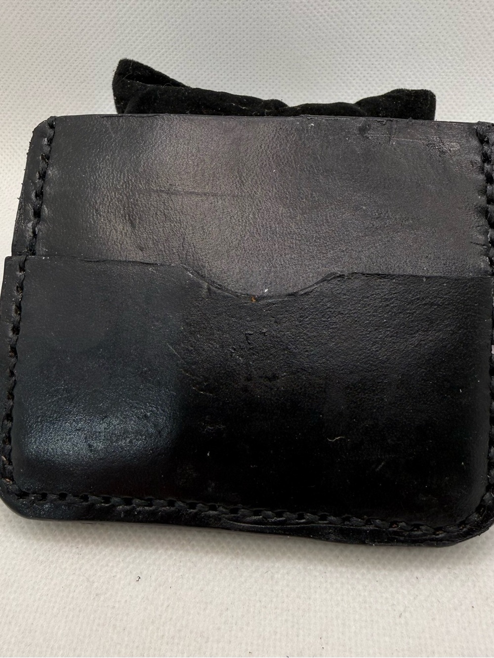 Handmade Black Genuine Leather Card Holder Wallet – Hand-Stitched